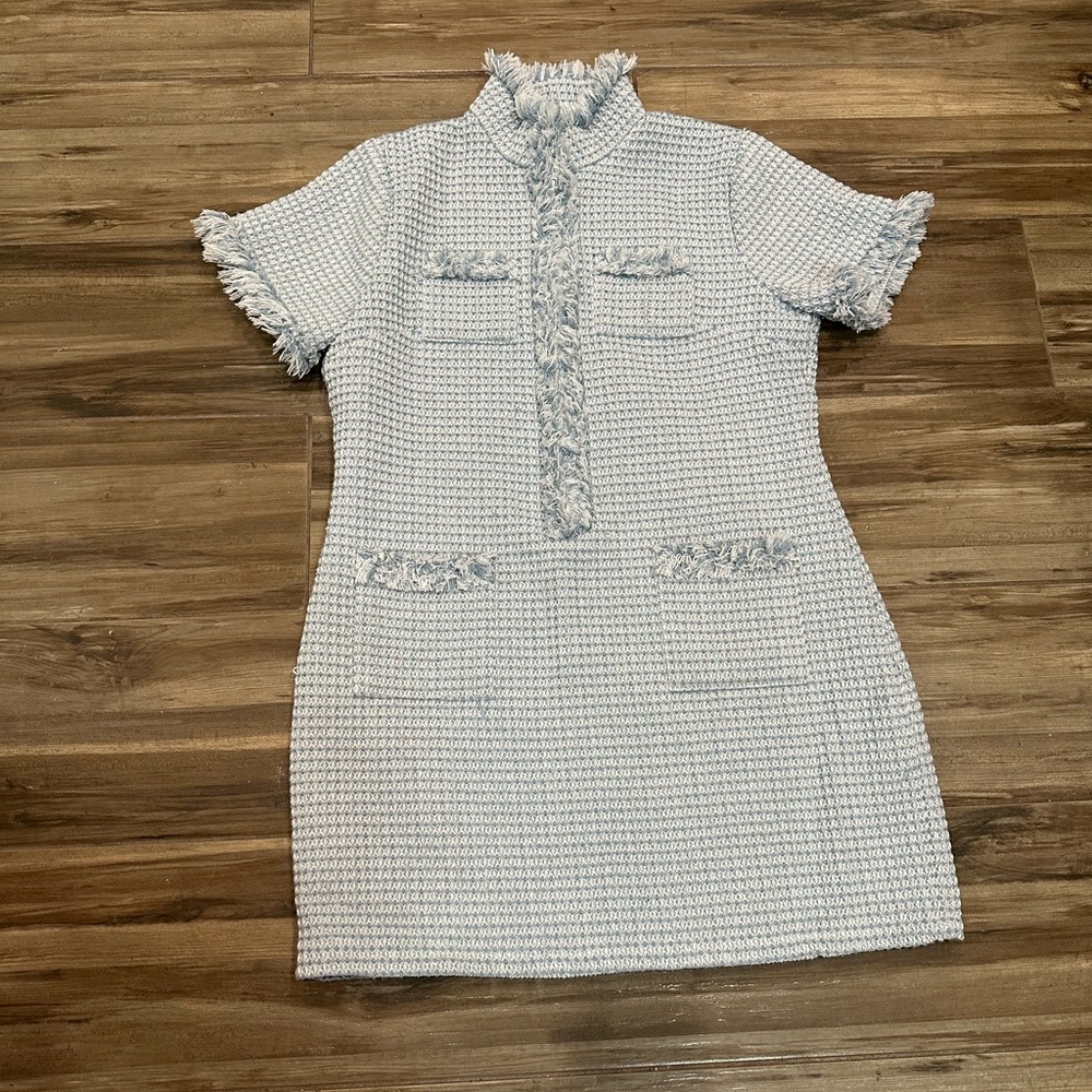 Chic Tweed Short Sleeve Mini Dress